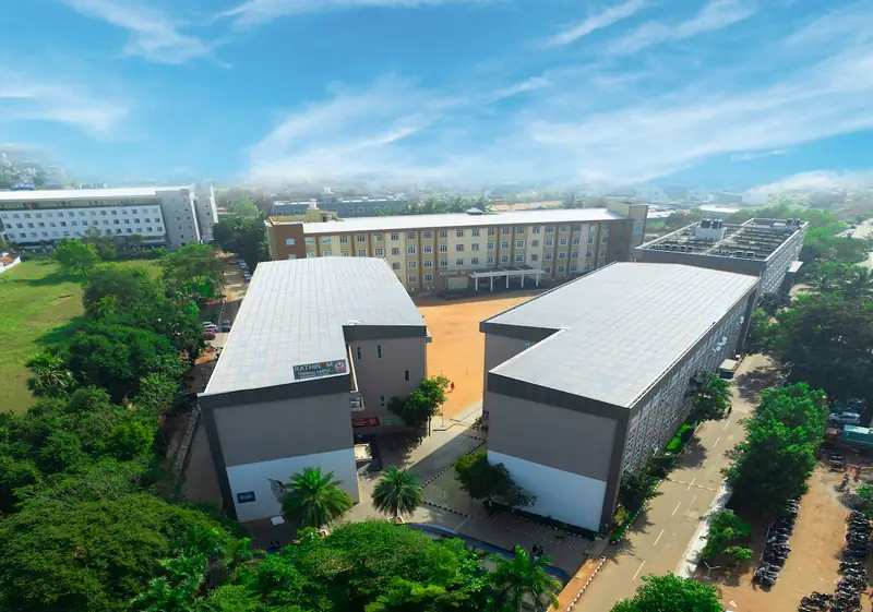 Aerial view of Rathinam campus academic blocks and hostel building