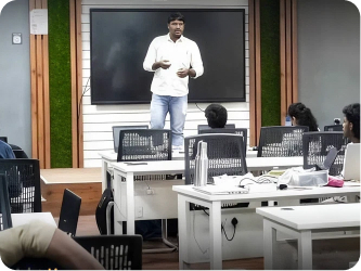 Faculty leading a live classroom session