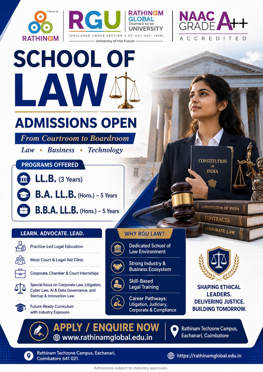 RGU School of Law admissions poster