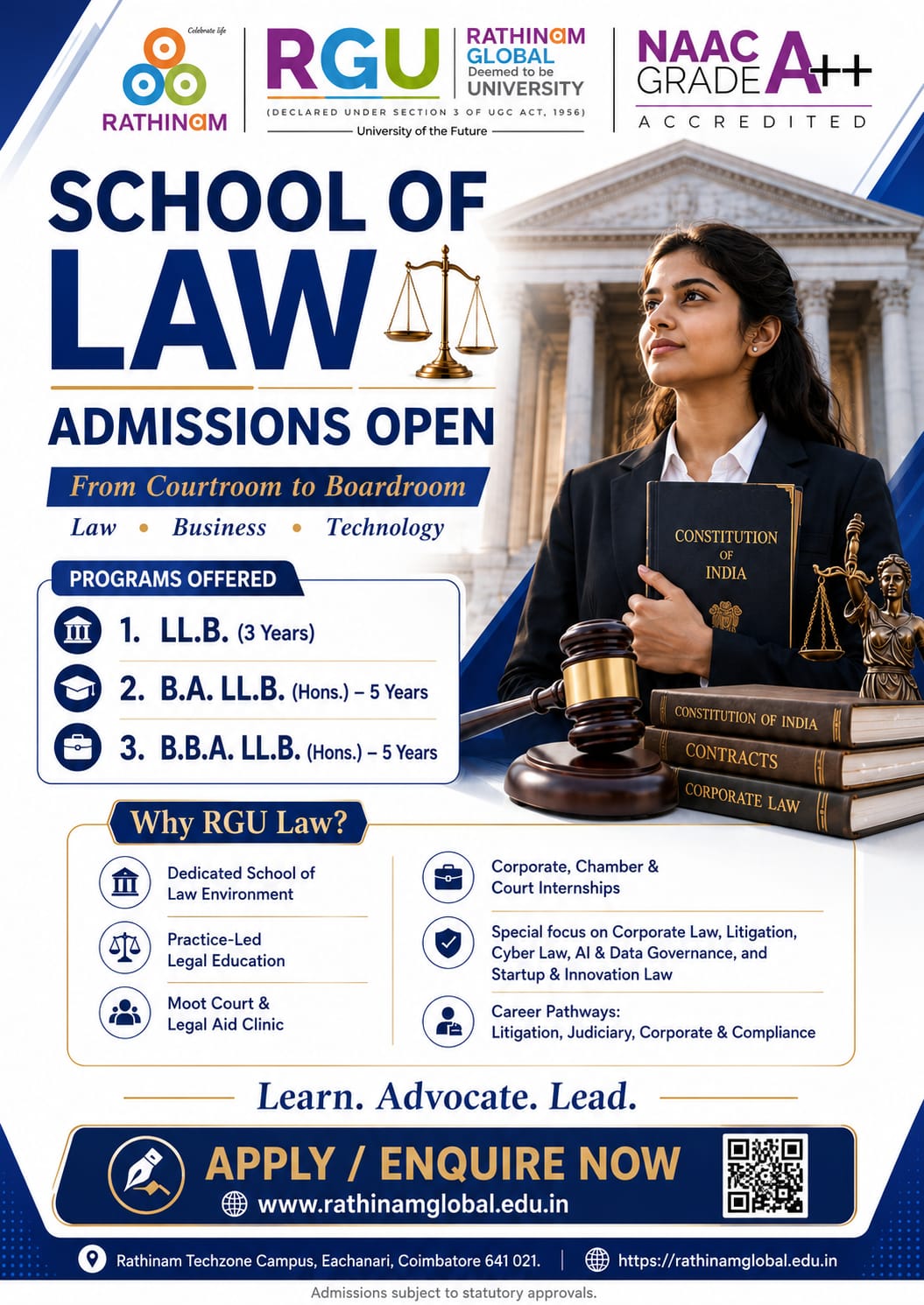 RGU School of Law admissions open poster