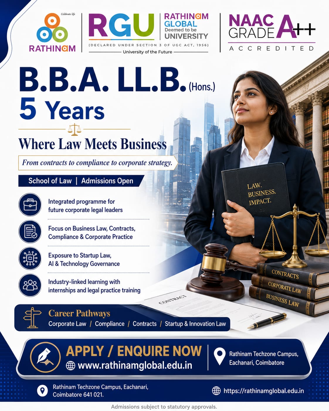 B.B.A. LL.B.  five year programme poster