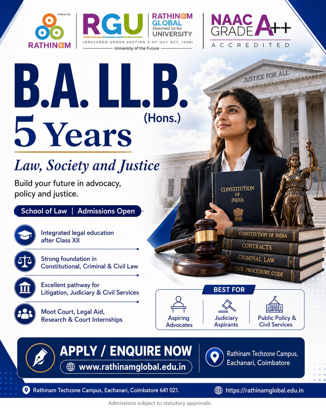 B.A. LL.B.  five year programme poster